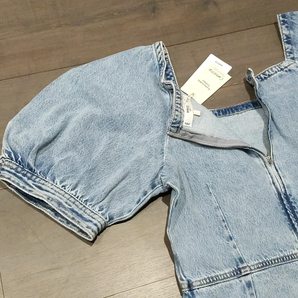 MANGO Puff Sleeve Denim Dress - Picture 5 of 7